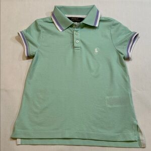 POLO RALPH LAUREN Iconic Cotton Mesh Polo Shirt Girls Size 5 Light Green #Spring